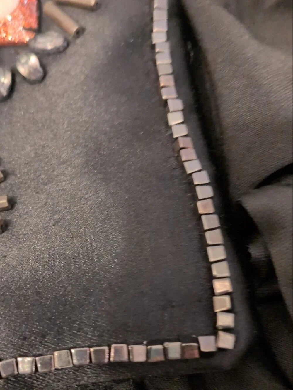 BCBG MaxAzria Black Embellished Scarf with Pink and Silver Accents